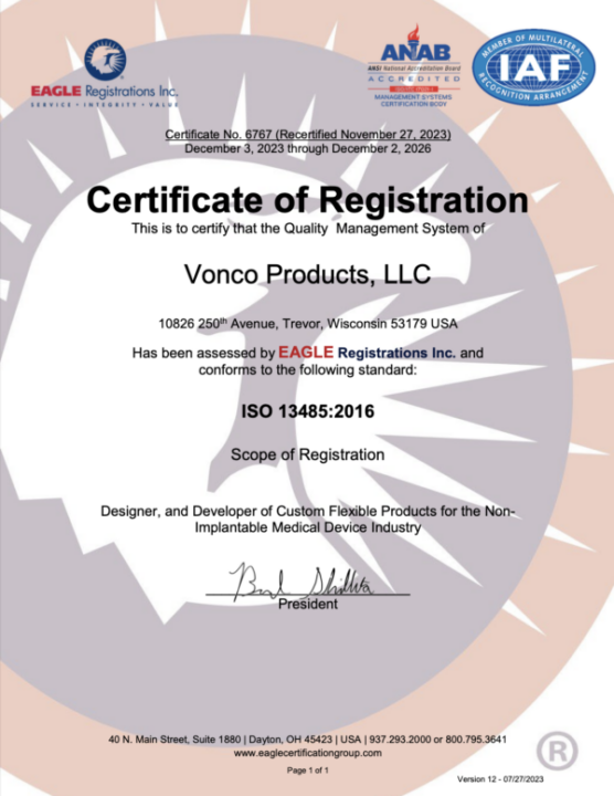 Vonco Products ISO Certification